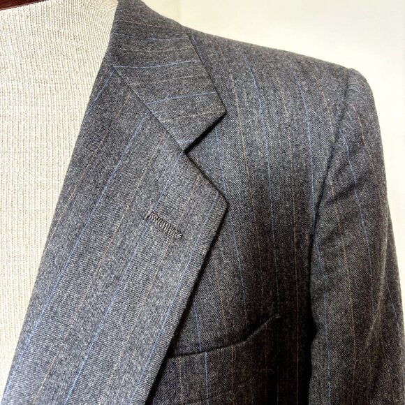 Christian Dior Sz 42R Men's Gray Striped Blazer Pure Virgin Wool Suit Jacket VTG - Picture 6 of 11